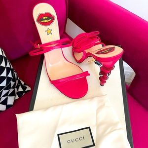 Pink Gucci sandal heels